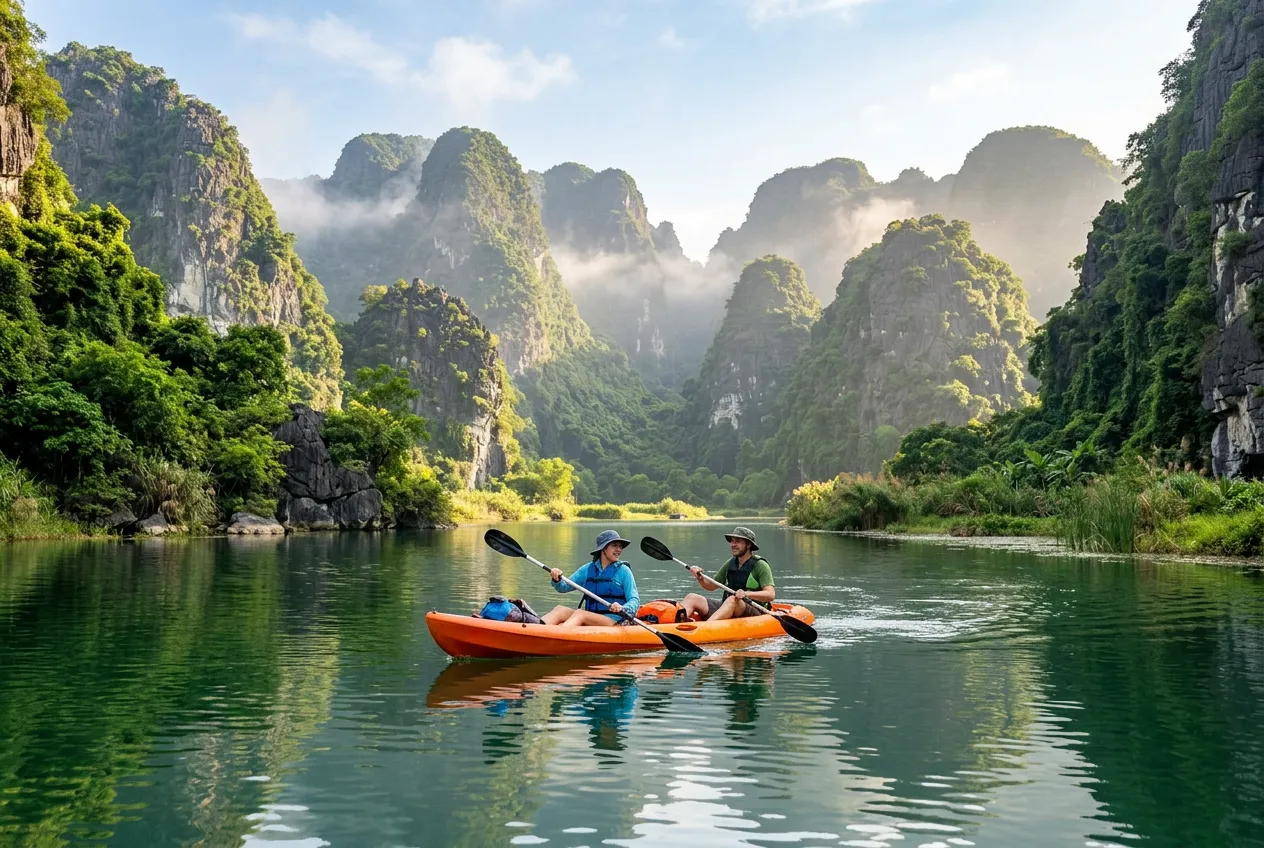 Chèo kayak trên hồ